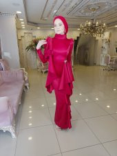 Kuğu Kırmızı Abiye Elbise - 6