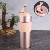 Tohana 75223 French Press Termos Rose Gold Paslanmaz Çelik Termos Mug 450 Ml - 1