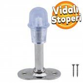 Kapı Stoperi Tamponu Krom 8 cm Metal Kapı Durdurucu Tutucu Kapı Stopu Silikonlu - 1