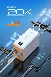 Powerway 120.000 MAH PD 22.5W HIZLI ŞARJ Dahili Kablolu Gerçek 120.000 MAH TRAFO POWERBANK - 1
