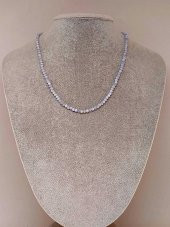 Kalsedon Taşı 3mm 1000 Ayar Gümüş İpli Kolye (Klipsli) thumbnail 1