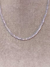 Kalsedon Taşı 3mm 1000 Ayar Gümüş İpli Kolye (Klipsli) thumbnail 2