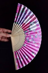 Japon Bambu Kumaş Yelpaze Çanta Boy Stant Hediyeli No.33 - 8