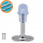 Kapı Stoperi Tamponu Krom 8 cm Metal Kapı Durdurucu Tutucu Kapı Stopu Silikonlu thumbnail 1