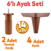 Aspen 6'lı Set Mobilya Tv Ünitesi Çekyat Koltuk Kanepe Baza Destek Ayağı Ayakları 14 Cm Ahşap Desen - 1