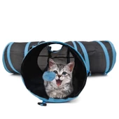 Katlanabilir 3 Yönlü Kedi Oyun Tüneli 80 Cm Siyah - 3