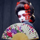 Japon Bambu Kumaş Yelpaze Çanta Boy Stant Hediyeli No.35 - 3