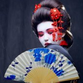 Japon Bambu Kumaş Yelpaze Çanta Boy Stant Hediyeli No.36 - 3