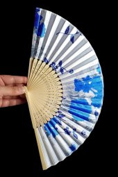 Japon Bambu Kumaş Yelpaze Çanta Boy Stant Hediyeli No.36 - 6