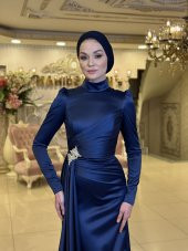 Hera Lacivert Abiye Elbise - 1