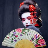 Japon Bambu Kumaş Yelpaze Çanta Boy Stant Hediyeli No.37 - 3