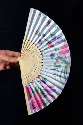 Japon Bambu Kumaş Yelpaze Çanta Boy Stant Hediyeli No.37 - 6