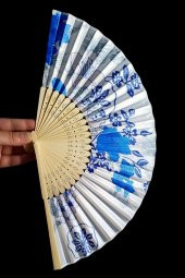 Japon Bambu Kumaş Yelpaze Çanta Boy Stant Hediyeli No.38 - 6