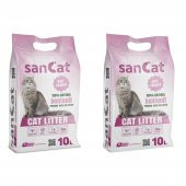 SANCAT Bebek Pudrası Kokulu Premium Beyaz Kedi Kumu 10 Lt. X 2 Adet - 1