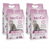 SANCAT Bebek Pudrası Kokulu Premium Beyaz Kedi Kumu 10 Lt. X 4 Adet - 1