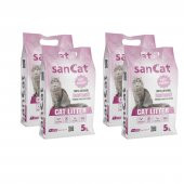 SANCAT Bebek Pudrası Kokulu Premium Beyaz Kedi Kumu 5 Lt. X 4 Adet - 1