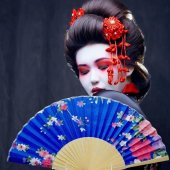 Japon Bambu Kumaş Yelpaze Çanta Boy Stant Hediyeli No.40 - 3