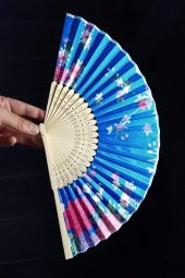 Japon Bambu Kumaş Yelpaze Çanta Boy Stant Hediyeli No.40 - 6