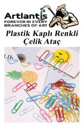 Ataç Renkli Metal Plastik Kaplama 100 Adet Orta Boy 1 Paket Ataş Okul Ofis Belge Düzenleme Paslanmaz Kaplamalı - 3