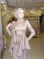 Kuğu Vizon Abiye Elbise - 2