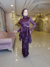 Kuğu Mürdüm Abiye Elbise thumbnail 2