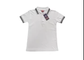 Beyaz Kısa Kol 6-16 Yaş Çocuk Okul Lakos Tişört/T-Shirt -SİYAH ÇİZGİLİ BEYAZ - 1