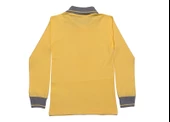 Polo Yaka Tişört çocuk uzun kol gri çizgi yaka sarı Okul Tişört/t-shirt - 3
