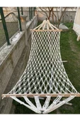 Makrome Salıncak Hamak El Örmesi Çift Katlı Tek Kişilik %100 Pamuk En 95cm Boy 2mt Taşıma Kp 150kg 5 mt Bağlama ipli - 5