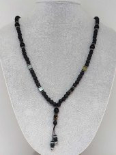 Oniks & Yeşil Renkli Küp Hematit Taşı Tasarım Erkek Kolyesi thumbnail 1