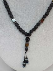 Oniks & Yeşil Renkli Küp Hematit Taşı Tasarım Erkek Kolyesi thumbnail 2