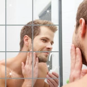 Yapışkanlı Dekoratif Folyo Ayna Kare ( 9 Adet ) Makyaj Aynası - 3