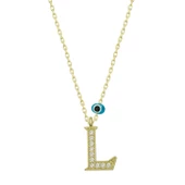 Lucky Life 925 Ayar Gumuss  Nazar Gold L Harfi Lucky Life Lucky Life Lucky Life Kadın Kolye - 1