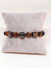 Kaplan Gözü & Hematit Taşı Unisex Tasarım Bileklik thumbnail 3