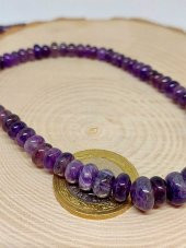 Ametist Taşı Yassı Şekilli Kolye 4-10mm Küçüklü Büyüklü - 4