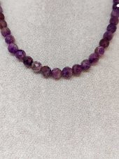 Ametist Taşı Koyu Renk Faset Kesim Kolye 8mm thumbnail 2