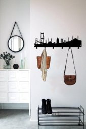 Dekoratif Metal Siyah Duvar Kapı Askısı Elbise Askısı İstanbul Model Askılık - 1