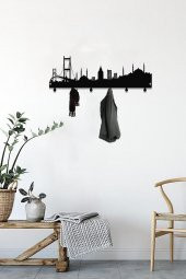 Dekoratif Metal Siyah Duvar Kapı Askısı Elbise Askısı İstanbul Model Askılık - 2