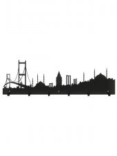 Dekoratif Metal Siyah Duvar Kapı Askısı Elbise Askısı İstanbul Model Askılık - 4