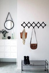 Dekoratif Metal Siyah Duvar Kapı Askısı Elbise Askısı Akordiyon Model Askılık - 1