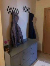 Dekoratif Metal Siyah Duvar Kapı Askısı Elbise Askısı Akordiyon Model Askılık - 2