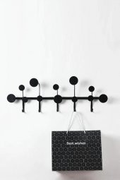 Dekoratif Metal Siyah Duvar Kapı Askısı Elbise Askısı Nota Model Askılık - 1