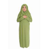 FISTIK YEŞİLİ FERMUARLI NAMAZ ELBİSESİ - 1