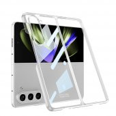 KNY Samsung Galaxy Z Fold 5 Kılıf Renkli Kenarlı Sert Full Camlı Kıpta Kapak Renksiz - 1