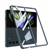 KNY Samsung Galaxy Z Fold 5 Kılıf Renkli Kenarlı Sert Full Camlı Kıpta Kapak Yeşil - 1