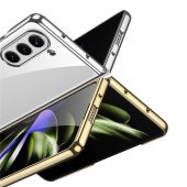 KNY Samsung Galaxy Z Fold 5 Kılıf Renkli Kenarlı Sert Full Camlı Kıpta Kapak Renksiz - 4