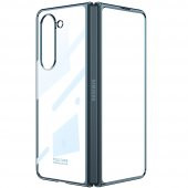 KNY Samsung Galaxy Z Fold 5 Kılıf Renkli Kenarlı Sert Full Camlı Kıpta Kapak Renksiz - 5