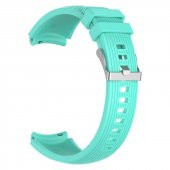 KNY Samsung Galaxy Watch 6 (20mm) İçin Çizgili Silikon Kayış-Kordon Turkuaz - 1