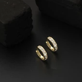 Beyaz Taşlı Halka 14 Ayar Altın Kız Çocuk Küpesi thumbnail 4