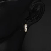 Beyaz Taşlı Halka 14 Ayar Altın Kız Çocuk Küpesi thumbnail 2