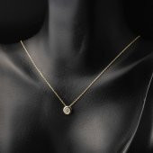 Yuvarlak Tek Taşlı 14 Ayar Altın Takı Seti thumbnail 3